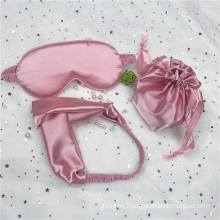 RTS Custom Satin Silk  Sleeping Eye Mask Hair Band  Drawstring Bag Pouch